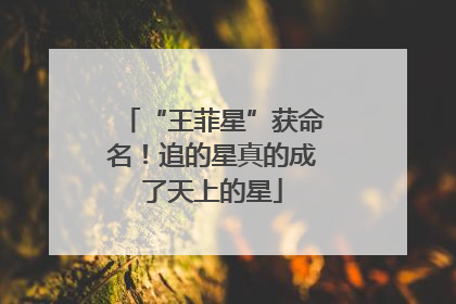 “王菲星”获命名！追的星真的成了天上的星