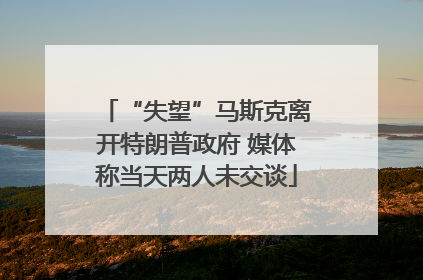“失望”马斯克离开特朗普政府 媒体称当天两人未交谈