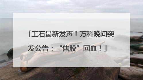 王石最新发声！万科晚间突发公告：“售股”回血！