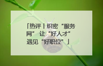 热评丨织密“服务网” 让“好人才”遇见“好职位”