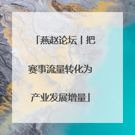 燕赵论坛丨把赛事流量转化为产业发展增量
