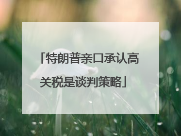 特朗普亲口承认高关税是谈判策略