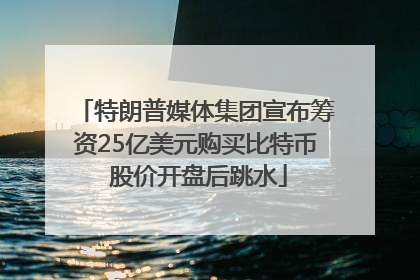 特朗普媒体集团宣布筹资25亿美元购买比特币 股价开盘后跳水