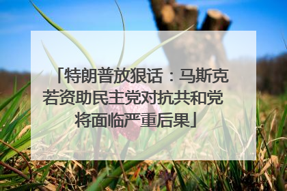 特朗普放狠话：马斯克若资助民主党对抗共和党 将面临严重后果