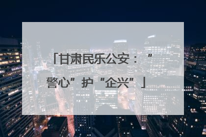 甘肃民乐公安：“警心”护“企兴”