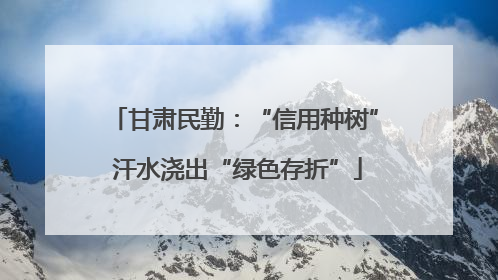 甘肃民勤：“信用种树” 汗水浇出“绿色存折”