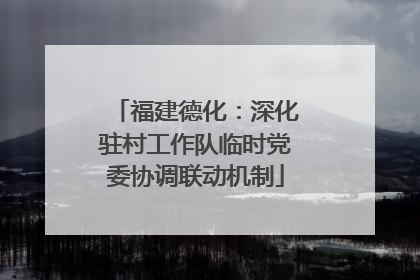福建德化：深化驻村工作队临时党委协调联动机制