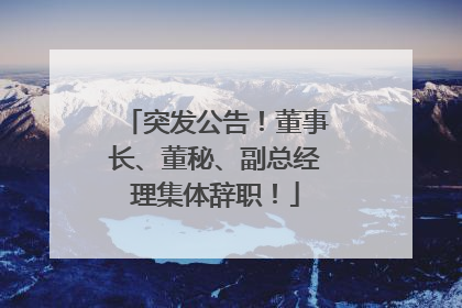 突发公告！董事长、董秘、副总经理集体辞职！