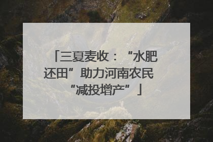 三夏麦收：“水肥还田”助力河南农民“减投增产”