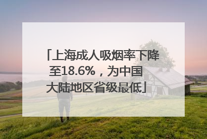 上海成人吸烟率下降至18.6%，为中国大陆地区省级最低