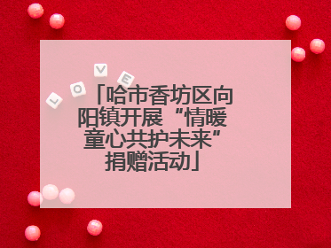 哈市香坊区向阳镇开展“情暖童心共护未来”捐赠活动