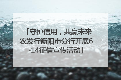 守护信用，共赢未来 农发行衡阳市分行开展6·14征信宣传活动