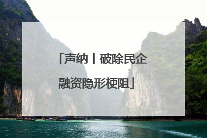声纳丨破除民企融资隐形梗阻
