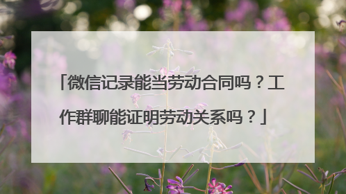 微信记录能当劳动合同吗？工作群聊能证明劳动关系吗？