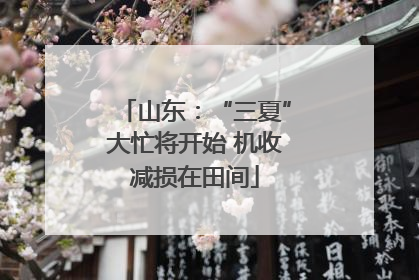 山东：“三夏”大忙将开始 机收减损在田间