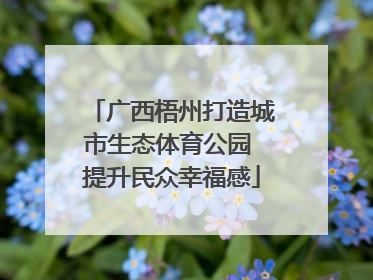 广西梧州打造城市生态体育公园 提升民众幸福感