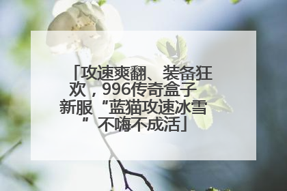 攻速爽翻、装备狂欢，996传奇盒子新服“蓝猫攻速冰雪”不嗨不成活