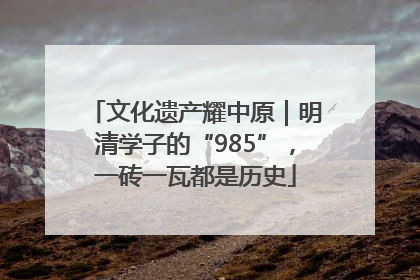 文化遗产耀中原｜明清学子的“985”，一砖一瓦都是历史
