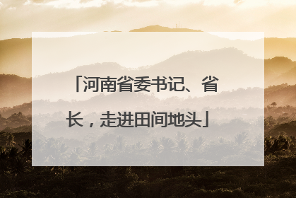 河南省委书记、省长，走进田间地头