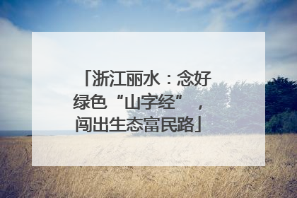 浙江丽水：念好绿色“山字经”，闯出生态富民路