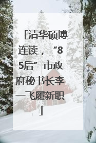 清华硕博连读，“85后”市政府秘书长李一飞履新职