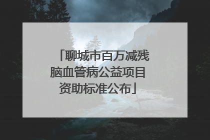 聊城市百万减残脑血管病公益项目资助标准公布