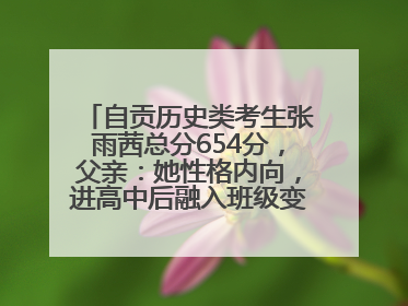 自贡历史类考生张雨茜总分654分，父亲：她性格内向，进高中后融入班级变得活泼开朗