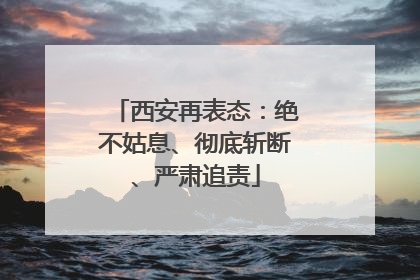 西安再表态：绝不姑息、彻底斩断、严肃追责