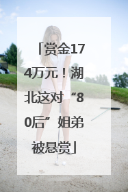 赏金174万元！湖北这对“80后”姐弟被悬赏