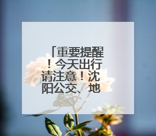 重要提醒！今天出行请注意！沈阳公交、地铁有调整