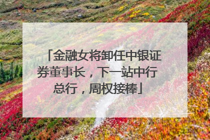 金融女将卸任中银证券董事长，下一站中行总行，周权接棒