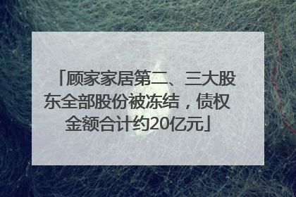 顾家家居第二、三大股东全部股份被冻结，债权金额合计约20亿元