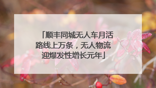 顺丰同城无人车月活路线上万条，无人物流迎爆发性增长元年