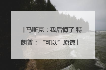 马斯克：我后悔了 特朗普：“可以”原谅