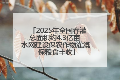 2025年全国春灌总面积约4.3亿亩 水网建设保农作物灌溉 保粮食丰收