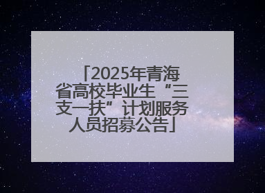 2025年青海省高校毕业生“三支一扶”计划服务人员招募公告