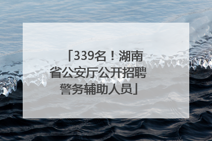339名！湖南省公安厅公开招聘警务辅助人员